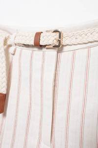 Shorts para Mujer, Nuevo Estilo a la Moda, Rayados Blancos, Versátiles, Holgados, Retro, Cintura Alta, con Cierre, Ajustados - Product Image 5