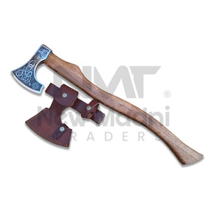 Hacha de Acero de Damasco de Grado Industrial Hecha a Mano Personalizada con Cabeza de Acero al Carbono y Mango de Madera para Uso Real - Product Image 1
