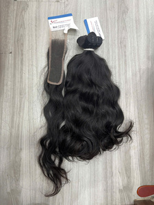 Produit phare : Closure en dentelle HD, cheveux humains vietnamiens, lisses naturels, ondulés naturels, 2x6, 5x5, couleur naturelle - Product Image 1