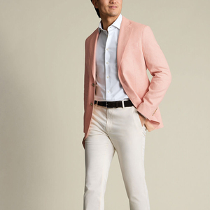 Blazer en lin et coton pour homme, col cranté, simple boutonnage, style italien, veste de costume tissée respirante, coupe classique, haute qualité 3D - Product Image 4
