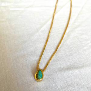 Colgante de Turquesa en Forma de Lágrima, Plata de Ley, Chapado en Oro, Joyería con Piedra Azul, Colgante Hecho a Mano, Proveedor Mayorista - Product Image 2
