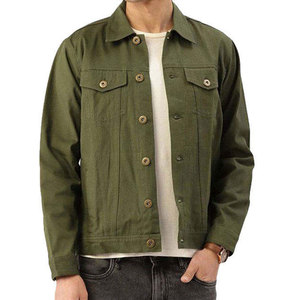 Camisa de Mezclilla Verde Oliva Sólida para Hombre, Estilo Workwear con Cuello Camisero, Cierre de Botón, Corte Regular, Logotipo Frontal, Ropa de Otoño - Product Image 1