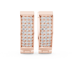 Ensemble de boucles d'oreilles créoles UNIQUE 2-en-1 avec diamants de laboratoire, en or rose 18 carats plaqué rhodium, taille brillant, pour usage quotidien, pour femme - Product Image 2