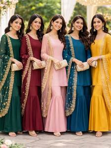 Traje Anarkali Tradicional Indio y Pakistaní para Mujer, Vestido de Boda de Poliéster Holgado hasta el Suelo, Diferentes Colores Disponibles - Product Image 5