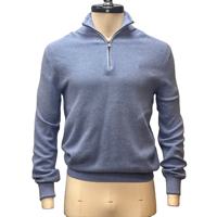 Jersey de punto de algodón de manga larga con cremallera de un cuarto estilo coreano para hombre, otoño/invierno, OEM, holgado, 220g, con logo frontal