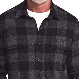 Chemise en flanelle pour homme, légère, en polyester/coton, à double boutonnage, avec une texture douce et brossée, manches longues, coupe classique - Product Image 5