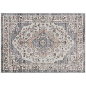 Tappeto Vintage 5x7 Marrone Azzurro Chiaro Antiscivolo Lavabile in Lavatrice per Soggiorno Camera da Letto Sala da Pranzo - Product Image 1