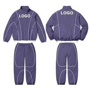 Ensemble de survêtement personnalisé pour homme avec logo, veste coupe-vent en nylon et pantalon de survêtement, fermeture éclair, pour entraînement et jogging - Product Image 5