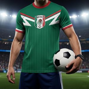 Camiseta de la Selección Nacional de Fútbol de México, Diseño a Rayas Verdes, Poliéster, Ropa Deportiva Resistente para el Día Nacional - Product Image 6