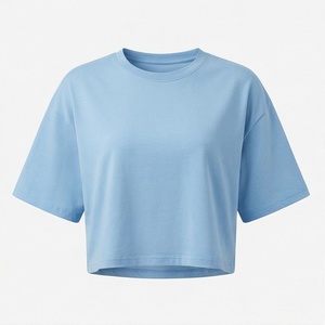 Camiseta Corta de Algodón para Mujer, Diseño Holgado, Venta al por Mayor, para Entrenamiento, Fitness, Deportiva, a la Moda, Color Personalizado - Product Image 1