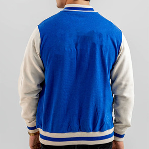 Blouson universitaire bleu beige pour homme, col rabattu, décontracté, pour l'automne, avec logo imprimé par transfert thermique sur le devant, coupe classique - Product Image 2
