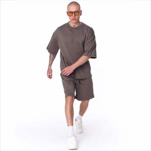 Ensemble T-shirt et short en tricot uni pour homme, vêtements de sport décontractés pour l'été, entraînement sportif - Product Image 6
