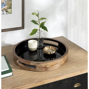 Plateau rond en bois massif fait à la main, plateau de service durable pour aliments, boissons et collations - Product Image 4