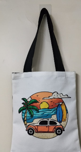 Bolsa de Playa Personalizada de Lona con Estampado de Palmeras, Bolso de Mano de Algodón, Bolsa de Compras Portátil para Guardar Aperitivos - Product Image 4