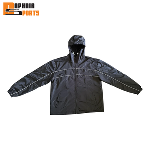 OEM Custom Printed Rhinestone Reflective Breathable Nylon Blank Men's Winter Streetwear Waterproof Full Length Hooded Two Piece - Product Image 5