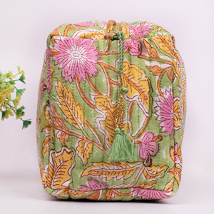 Sac de maquillage matelassé en coton écologique de qualité supérieure, pour femmes, voyage, portable, lavable, avec fermeture éclair, grand format - Product Image 4