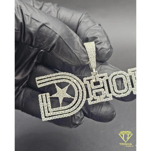 "DHOP " <b>Name</b> Pendant Iced Out Lab Grown Diamond Hip Hop <b>Chain</b> Custom Bling Jewelry Gift For Men Women - Product Image 1