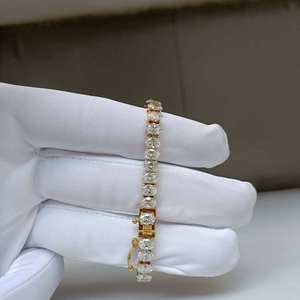Bracelet tennis en moissanite, argent 925 plaqué or, rond brillant, bijoux unisexe pour fête, mariage, cadeau - Product Image 4