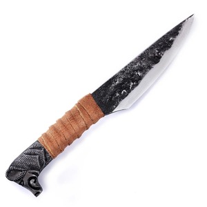Hand Forged Boar's Head Viking Knife Leather Sheath Straight Edge Carbon <b>Steel</b> DIY OEM/ODM for Outdoor Use Raven Norse Knife - Product Image 1