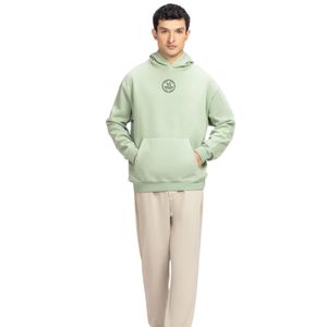 Sudadera con Capucha para Hombre, Corte Regular, Tela de Forro Polar Verde, Estampado en el Pecho, Estilo Casual Urbano, Cómoda, OEM, ODM, Venta al Por Mayor - Product Image 1