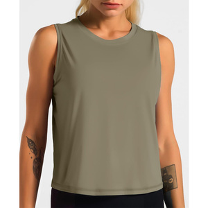 Stretch Fit Womens <b>Crop</b> <b>Top</b> Custom Logo Workout <b>Crop</b> Shirt Lightweight Activewear For Running And Exercise Practice - Product Image 3