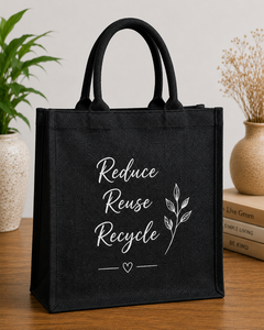 Reduce Reuse Recycle Jute Shopping <b>Bag</b> <b>Medium</b> <b>Size</b> Hand Carry Tote For Groceries - Product Image 1