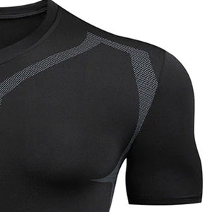 เสื้อยืดรัดรูปคอกลมสำหรับผู้ชายเสื้อออกกำลังกาย - Product Image 5