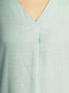 Blusa de Manga Corta con Cuello en V para Mujer, Corte Holgado, Informal, Transpirable, de Algodón Popelina, para Primavera/Verano - Product Image 5