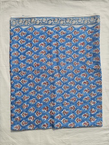 Paréo en coton imprimé à la main, motif cachemire bleu floral, léger, style bohème, pour femme, doux pour la peau, idéal pour la plage ou comme couverture de maillot de bain. - Product Image 3