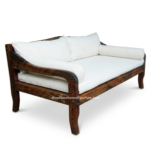 Handcrafted Rustic Sofa <b>Bed</b> with <b>Cushion</b> Included Natural Reclaimed Boat Wood Eco-Friendly Knockdown Living Room Indoor Outdoor - Product Image 2