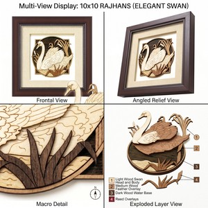 Framed Wooden Carved Swan <b>Wall</b> Art Traditional Decor for Living Room - Product Image 6