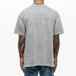 เสื้อยืดแขนสั้นคุณภาพสูง ผ้าฝ้าย 100% ทรงหลวม สไตล์ย้อมสีเอซิด สำหรับผู้ชาย พร้อมสกรีนโลโก้ตามสั่ง - Product Image 2