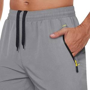 Shorts de sport respirants pour hommes, légers et confortables, parfaits pour les entraînements quotidiens et la course à pied, gris, fermeture éclair, coton - Product Image 2