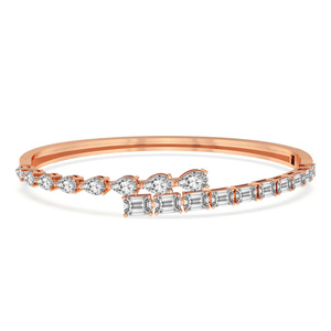 กำไลข้อมือทองคำแท้ 18k คลาสสิก ประดับมรกตและเพชรทรงหยดน้ำ Symphony Lab Diamond แบบเปิดได้ สำหรับผู้หญิงและเด็กผู้หญิง - Product Image 3