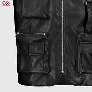 Street Wear Winter Casual High Quality Men Leather Vest Sleeveless Breathable Outerwear Custom Colors Customizable - Product Image 5