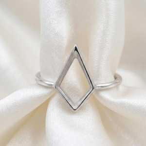 Bague solitaire en argent sterling 925 massif, forme cerf-volant, avec sertissage vierge pour pierre précieuse, pour la création de bijoux DIY avec résine de lait maternel, idéale comme souvenir - Product Image 5