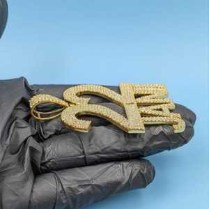 จี้เพชรโมอิสซาไนต์รูปตัวอักษรแบบหรูหรา เงินแท้ 925 สั่งทำได้ จี้ฮิปฮอป จี้ตัวอักษรนำโชค จี้เลขนำโชค - Product Image 2