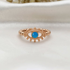 Wholesale Classic Evil Eye <b>Adjustable</b> Blue Enamel Gold Plated 925 Sterling <b>Silver</b> <b>Rings</b> for Gift & Party Occasions - Product Image 2