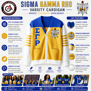 Sigma Gamma Rho Sorority Embroidered Anti-Wrinkle Simple Vintage V-neck Full Sleeve <b>Acrylic</b> Women's Winter Cardigan | - Product Image 5
