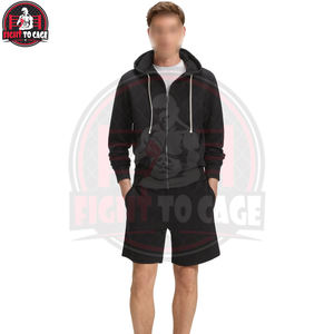 Conjunto de Sudadera con Capucha y Pantalones Cortos para Adultos, Color Negro Sólido, Buena Calidad, Nuevo, Mejor Proveedor, Diseño Único - Product Image 3