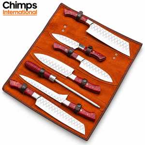 Ensemble de 7 couteaux de cuisine faits à la main, lame en acier inoxydable J2, manche en résine, couteau de chef, couteau à découper, durable |   Aiguiseur de couteaux - Product Image 2