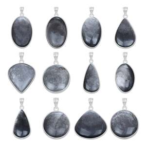 Brass Handmade Pendant Silver Sheen Obsidian Gemstone Gold Plated Fashionable <b>Necklaces</b> - Product Image 1