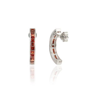 Stunning Women's Fine C Hoop 925 Sterling Silver Natural Princess Cut <b>Garnet</b> Gemstone Channel Set <b>Earrings</b> - Product Image 5