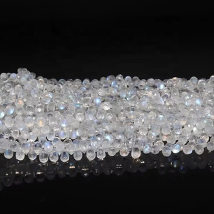 AAA+ Quality White Rainbow Moonstone Briolette Faceted Drops Shape 3*5mm <b>Stone</b> Beads 12 Inches Length for Jewelry Making - Product Image 1