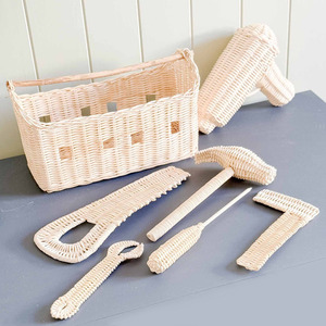 Rattan <b>tool</b> box construction <b>tools</b> pretend play set for baby boy high quality natural woven <b>toys</b> - Product Image 3