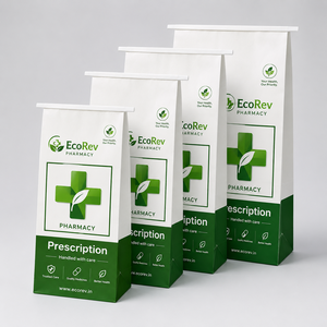 Bolsa de Papel Kraft Biodegradable de Lujo EcoRev Pharmacy con Asas Retorcidas, Impresión Flexográfica de 8 Colores, Empaque Ecológico para Medicamentos - Product Image 3