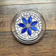 แผ่นรองแก้วลายดอกไม้โมเสคสีน้ำเงินคลาสสิก วาดลายด้วยมือ ทนความร้อน กันลื่น สำหรับเสิร์ฟค็อกเทล วิสกี้ และน้ำอัดลม - Product Image 2