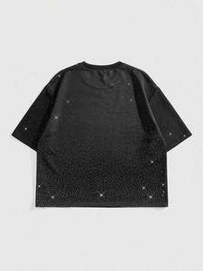 T-shirt de marque de haute qualité 100% coton épais, style hip-hop avec strass, t-shirt imprimé délavé à l'acide pour hommes - Product Image 6
