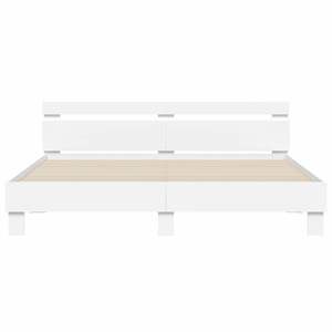 Cadre de lit en bois d'ingénierie avec éclairage LED 75,98 x 79,92 po en métal blanc - Product Image 6