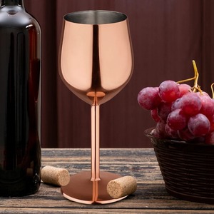 Coupe à vin élégante en métal, verre à pied en acier inoxydable poli - Product Image 5